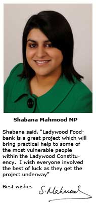 Shabana Mahmood Endorsment photo ladywood food bank